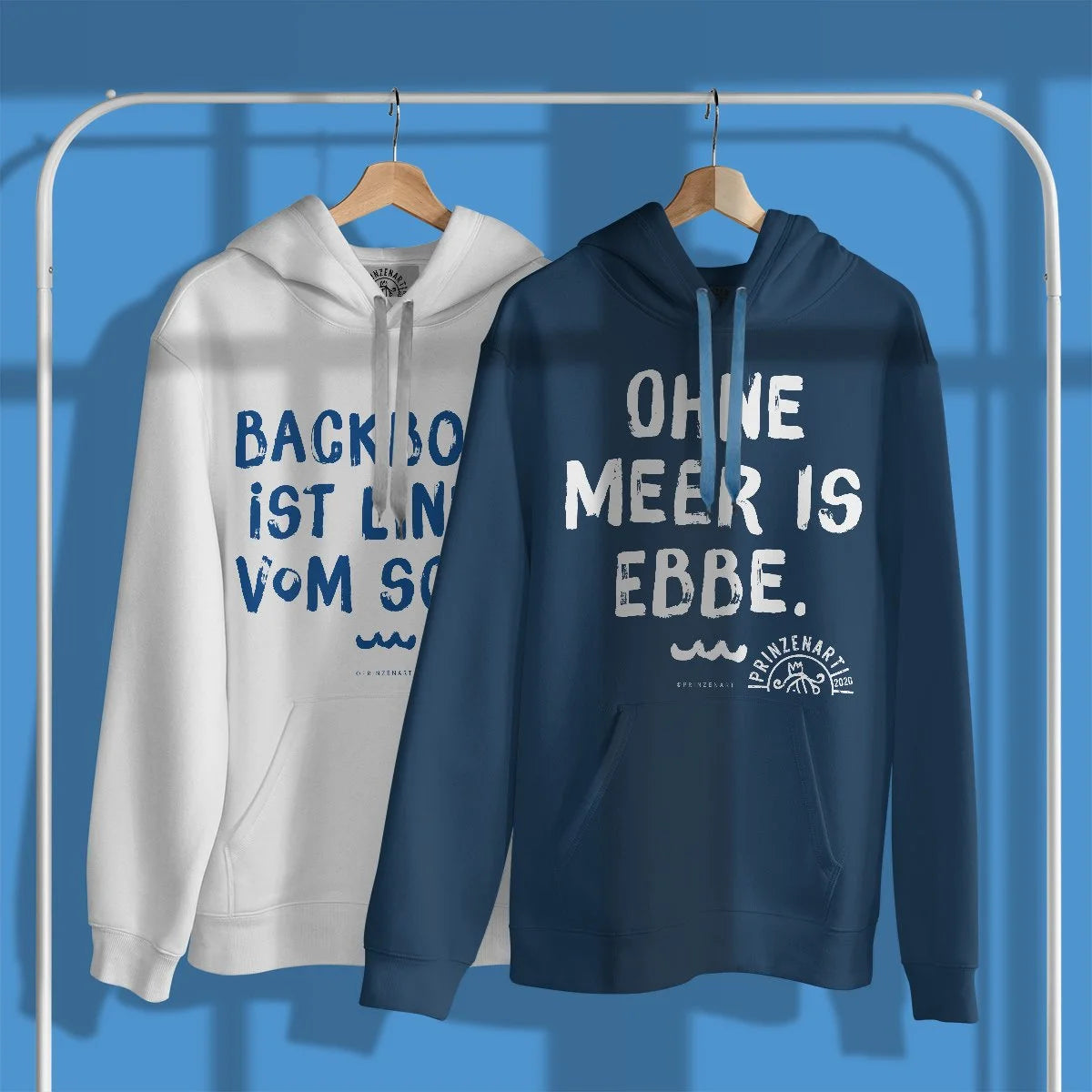Hoodies: Serie Meersinn, Motiv: Backbord &amp; Ohne Meer.