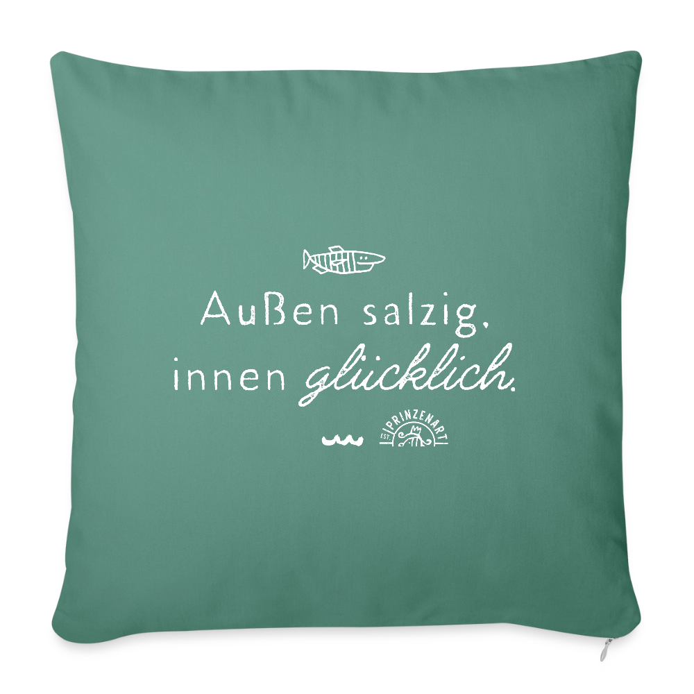 Außen salzig, innen glücklich. Maritimer Sofakissenbezug - Tanngrün
