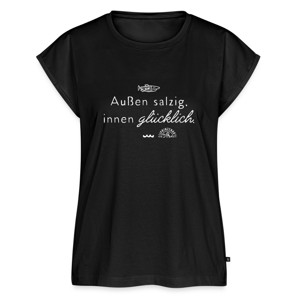 Außen salzig, innen glücklich – Maritimes Premium Frauen-T-Shirt - Schwarz
