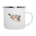 Team Taube – Maritime Emaille-Tasse mit friedlicher Botschaft - Weiß