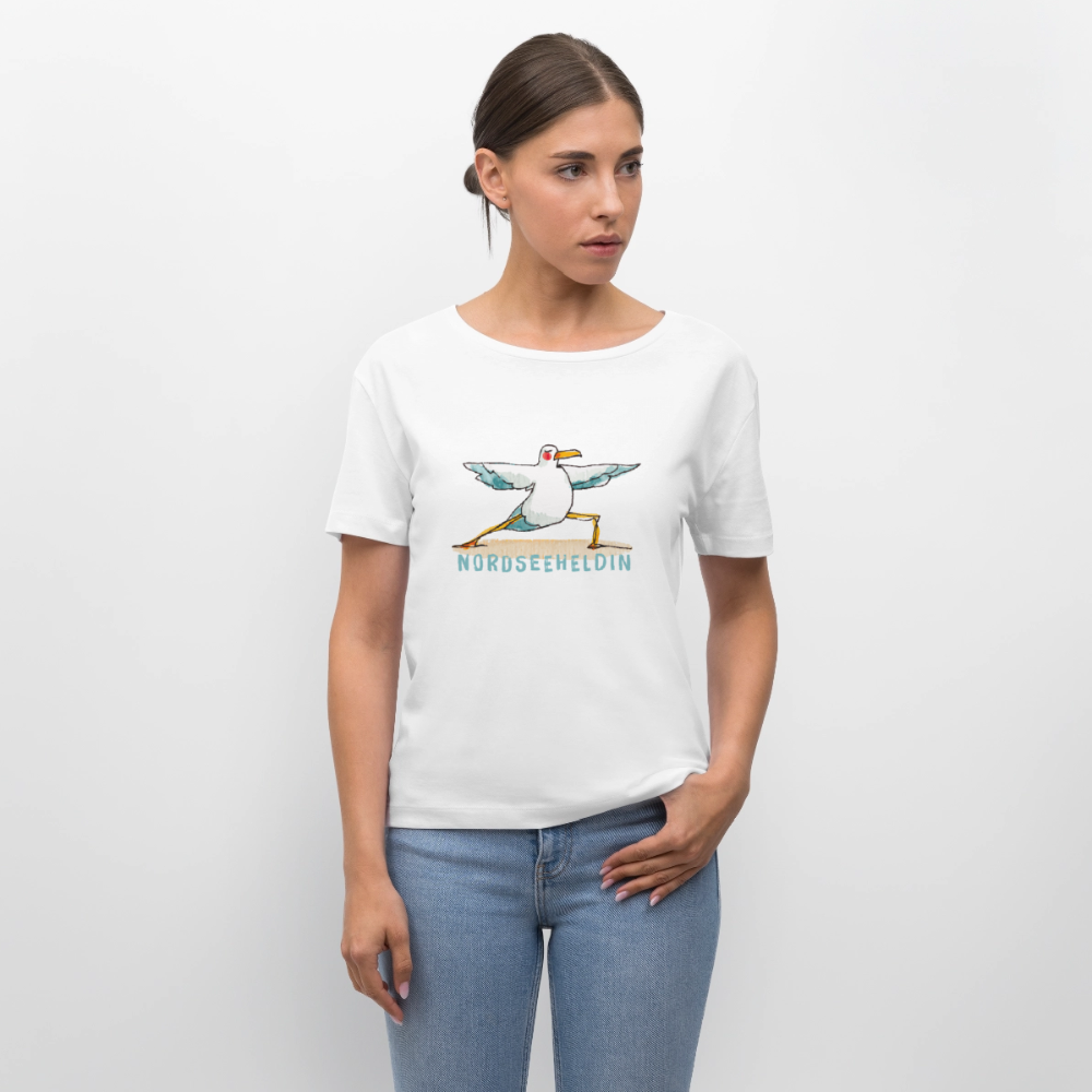 Yogamöwen Nordseeheldin – Maritimes Frauen Bio-T-Shirt - Weiß