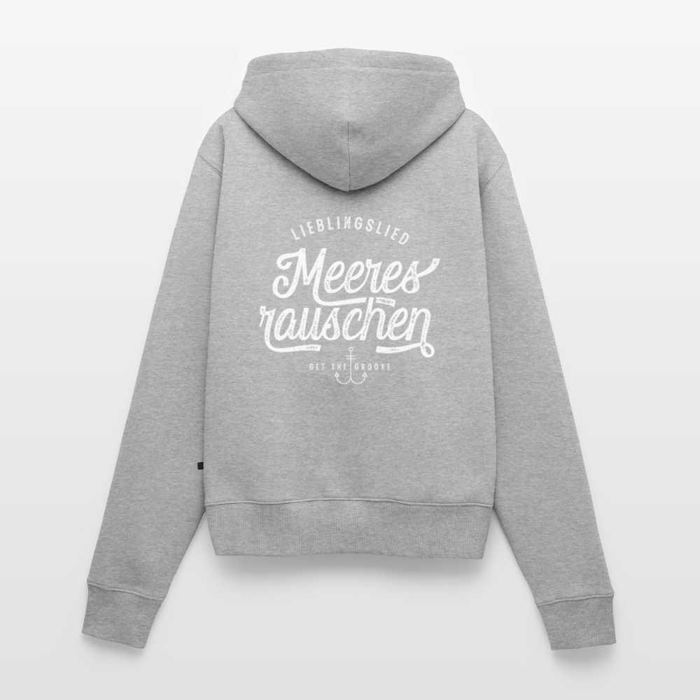Lieblingslied Meeresrauschen. Maritime Frauen Premium Kapuzenjacke für Meerliebhaber. - Grau meliert