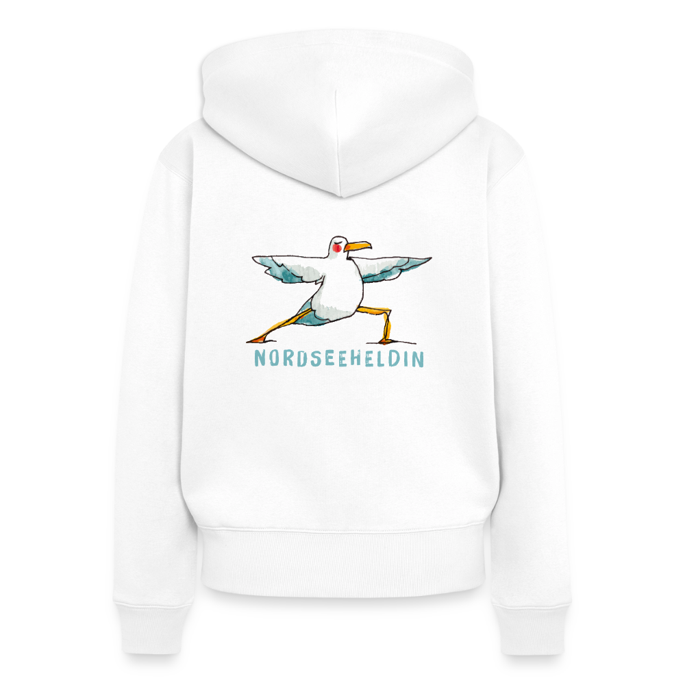 Frauen Premium Kapuzenjacke – Nordseeheldin - Weiß
