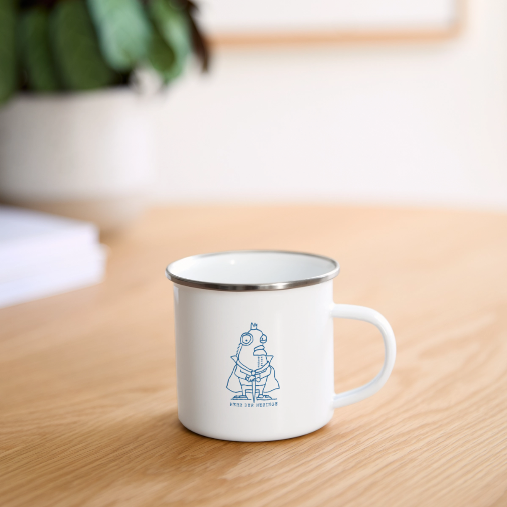 Fischköppe, Hering – Maritime Emaille-Tasse für Meerliebhaber - Weiß