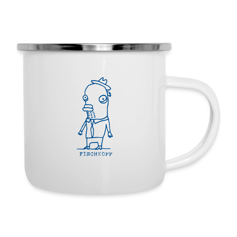 Fischkopp – Maritime Emaille-Tasse für Meerliebhaber - Weiß