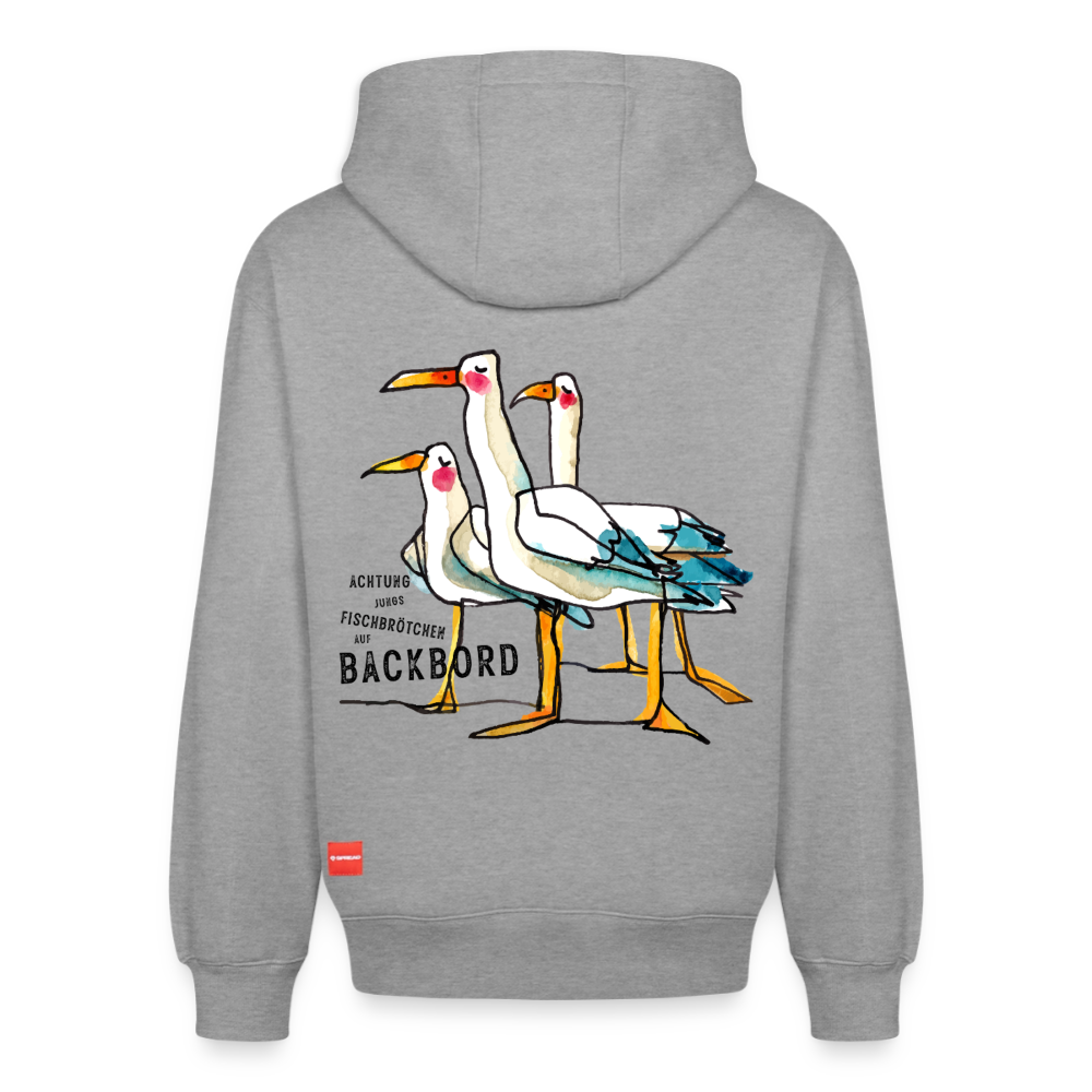Unisex relaxed organic Hoodie – Fischbrötchen - Grau meliert