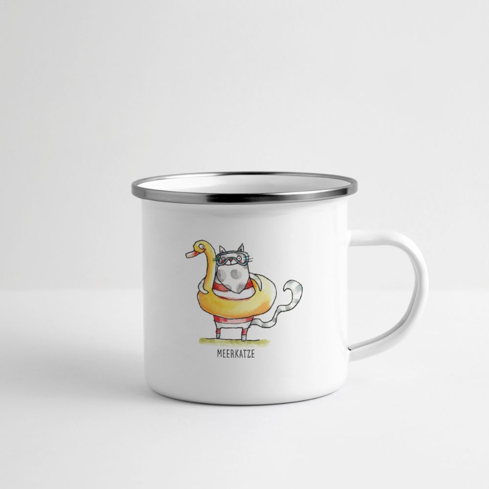 Meerkatze – Emaille-Tasse für alle, die im Herzen im Wasser sind - Weiß