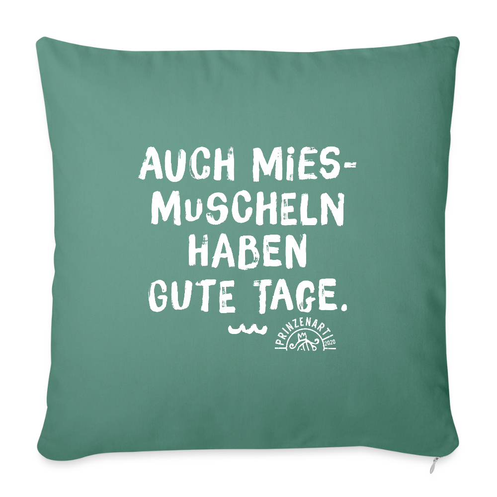 Auch Miesmuscheln haben gute Tage – Maritimer Sofakissenbezug - Tanngrün