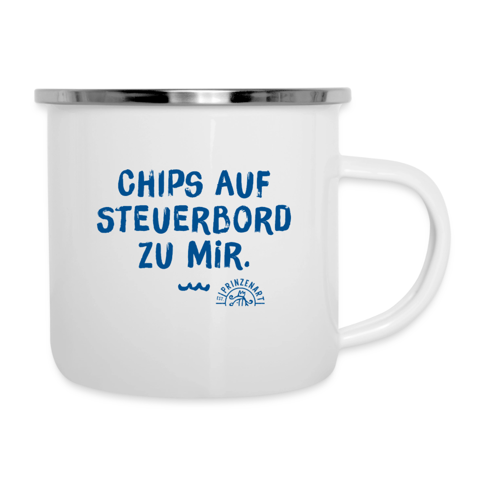 Steuerbord – Maritime Emaille-Tasse für Meerliebhaber - Weiß