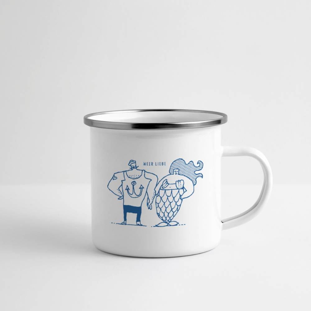 Meerliebe – Maritime Emaille-Tasse für Meerliebhaber - Weiß