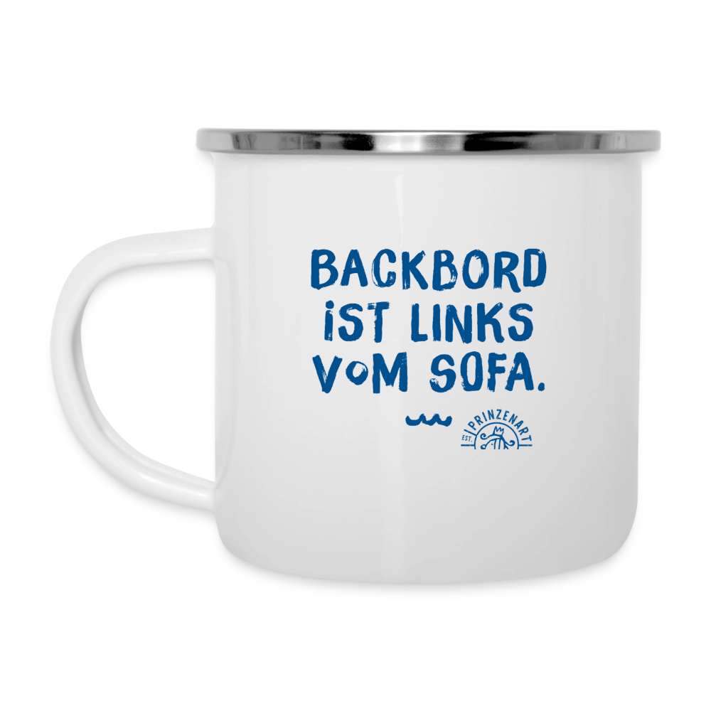 Backbord – Maritime Emaille-Tasse für Meerliebhaber - Weiß
