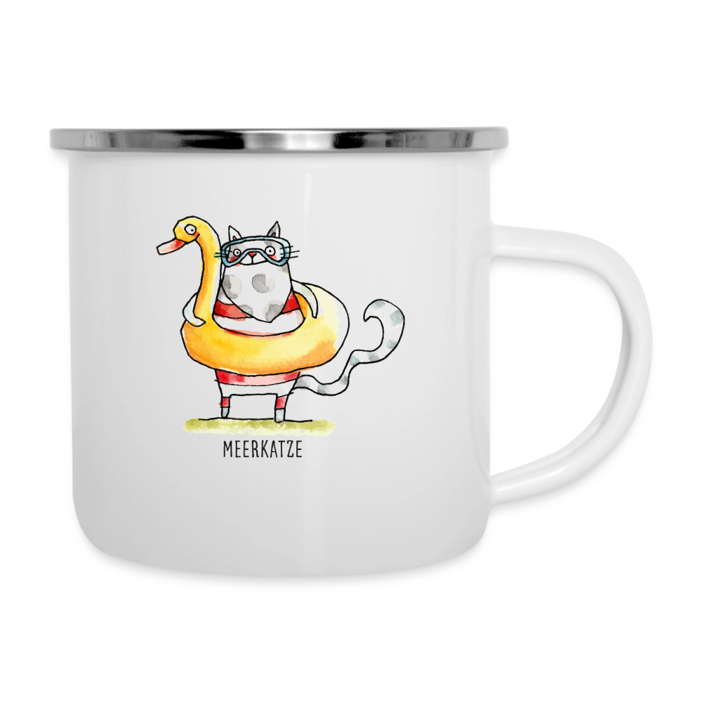 Meerkatze – Emaille-Tasse für alle, die im Herzen im Wasser sind - Weiß