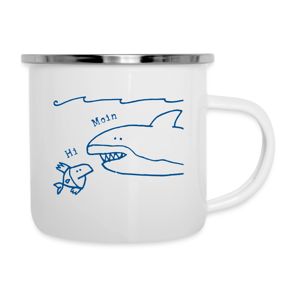 Fischköppe, Hai – Maritime Emaille-Tasse für Meerliebhaber - Weiß