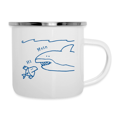 Fischköppe, Hai – Maritime Emaille-Tasse für Meerliebhaber - Weiß