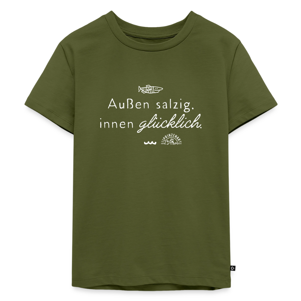 Außen salzig, innen glücklich – Maritimes Premium Kinder-T-Shirt - Khaki