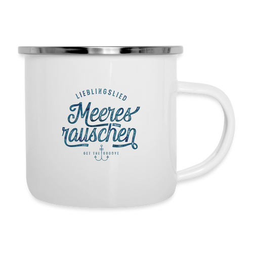 Lieblingslied Meeresrauschen – Maritime Emaille-Tasse für Meerliebhaber - Weiß