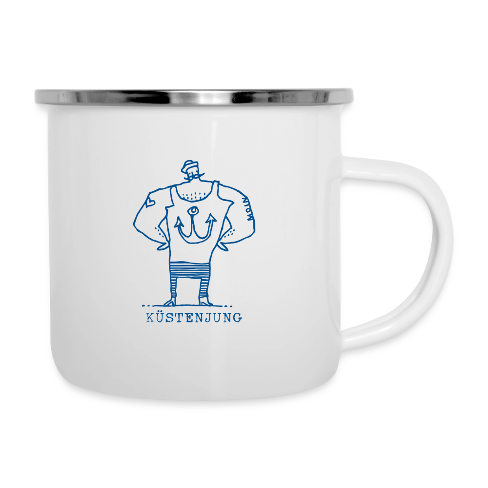 Küstenjung – Maritime Emaille-Tasse für Meerliebhaber - Weiß