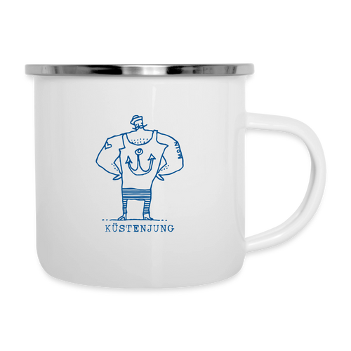 Küstenjung – Maritime Emaille-Tasse für Meerliebhaber - Weiß