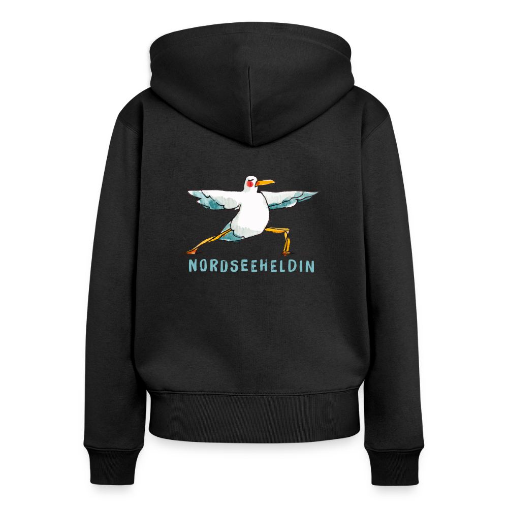 Frauen Premium Kapuzenjacke – Nordseeheldin - Schwarz