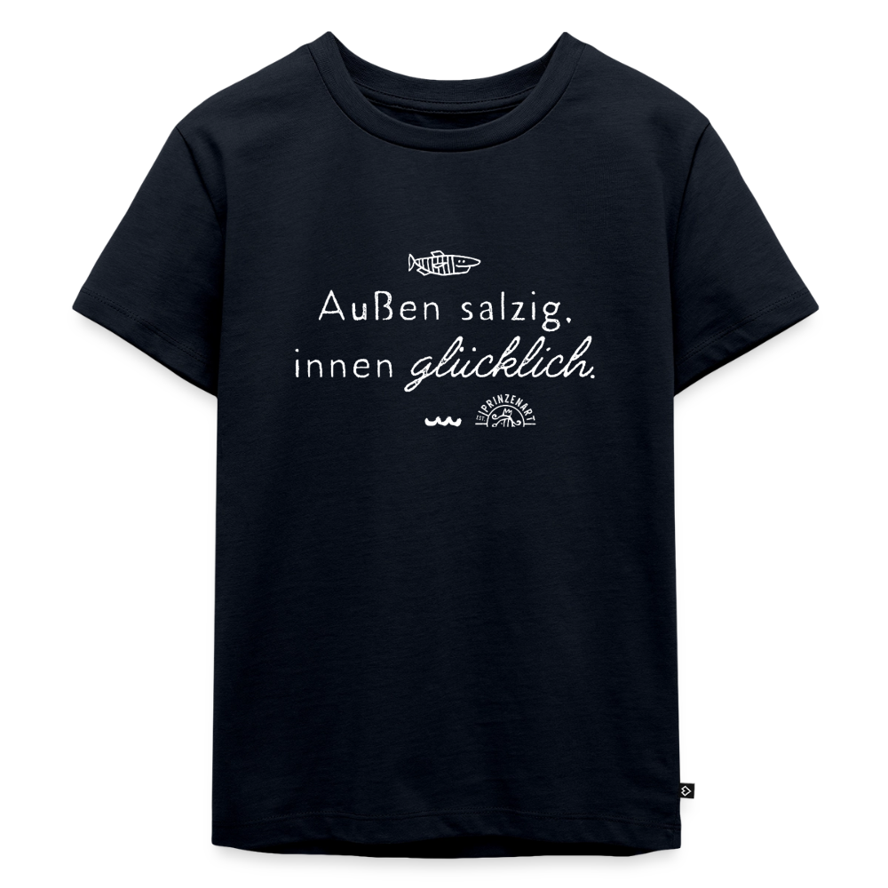 Außen salzig, innen glücklich – Maritimes Premium Kinder-T-Shirt - Navy