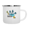 All in this together – Maritime Emaille-Tasse mit Friedensamsel - Weiß