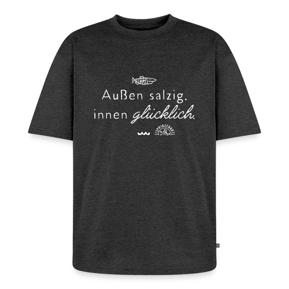 Außen salzig, innen glücklich – Maritimes Unisex Premium Oversized Bio T-Shirt - Anthrazit meliert