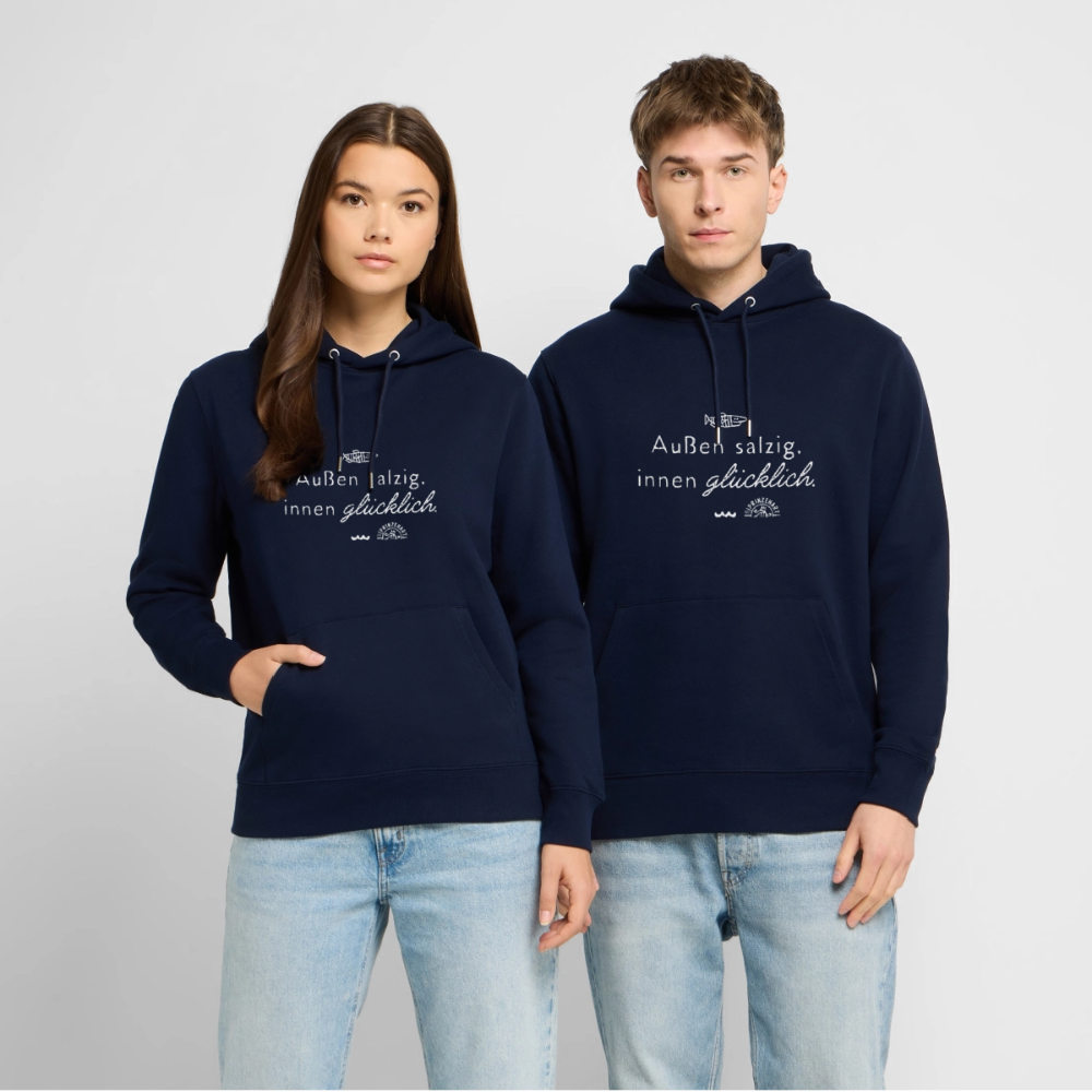 Außen salzig, innen glücklich – Unisex Bio-Hoodie CRUISER - Navy