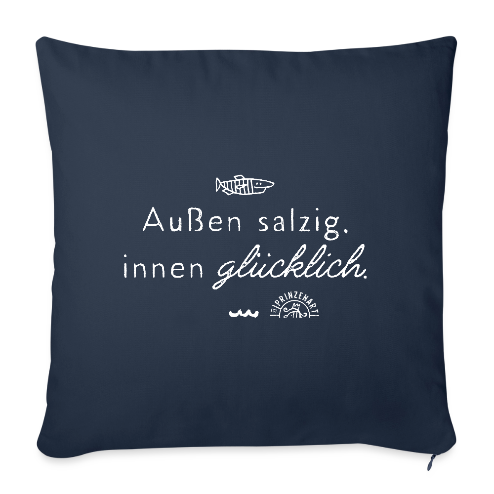 Außen salzig, innen glücklich. Maritimer Sofakissenbezug - Navy