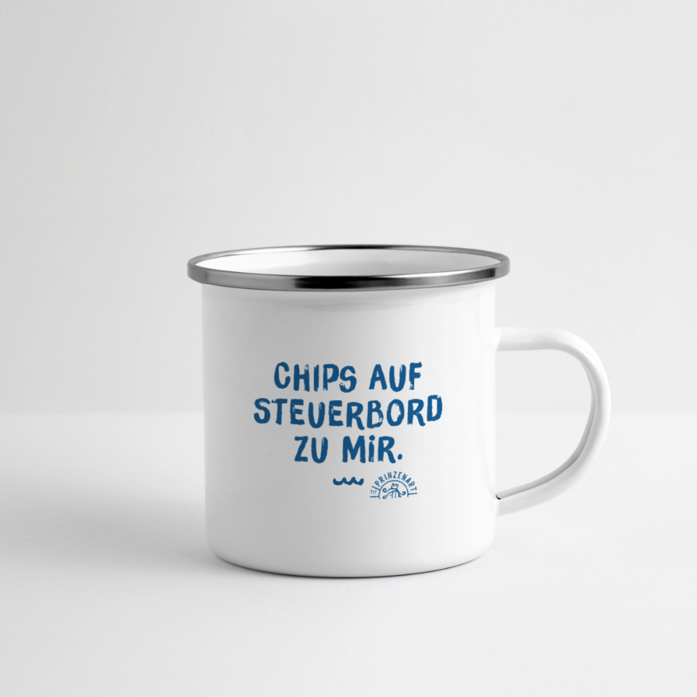 Steuerbord – Maritime Emaille-Tasse für Meerliebhaber - Weiß