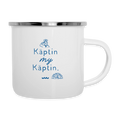 Käptin my Käptin. Maritime Emaille-Tasse für Meerliebhaber. - Weiß