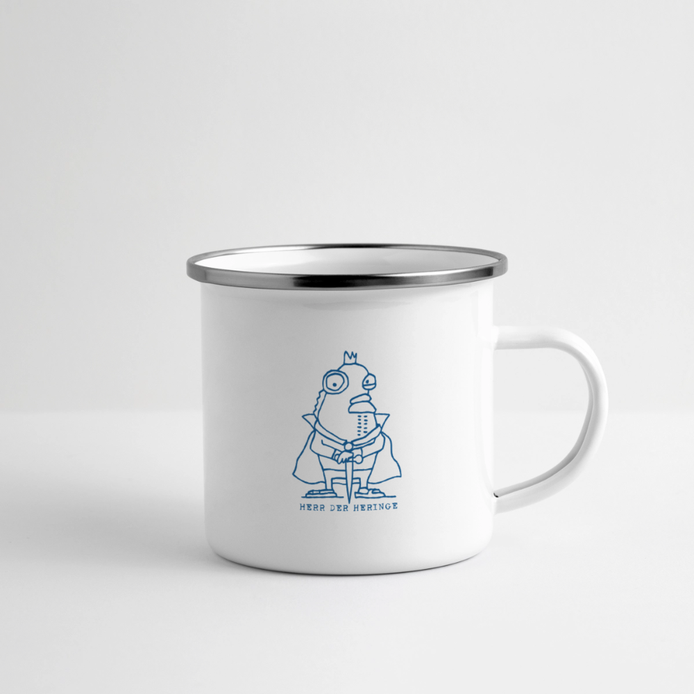 Fischköppe, Hering – Maritime Emaille-Tasse für Meerliebhaber - Weiß