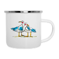 Ohne Worte – Maritime Emaille-Tasse mit Möwenmotiv - Weiß