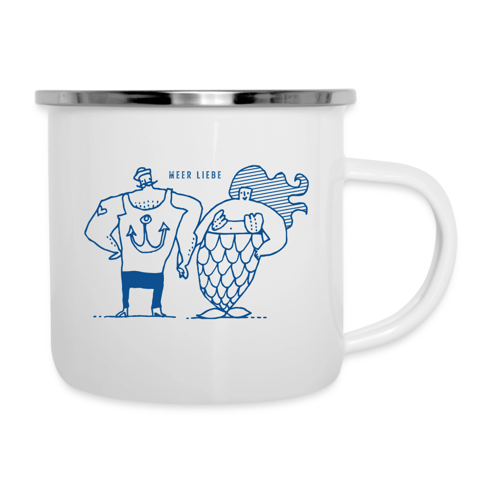 Meerliebe – Maritime Emaille-Tasse für Meerliebhaber - Weiß