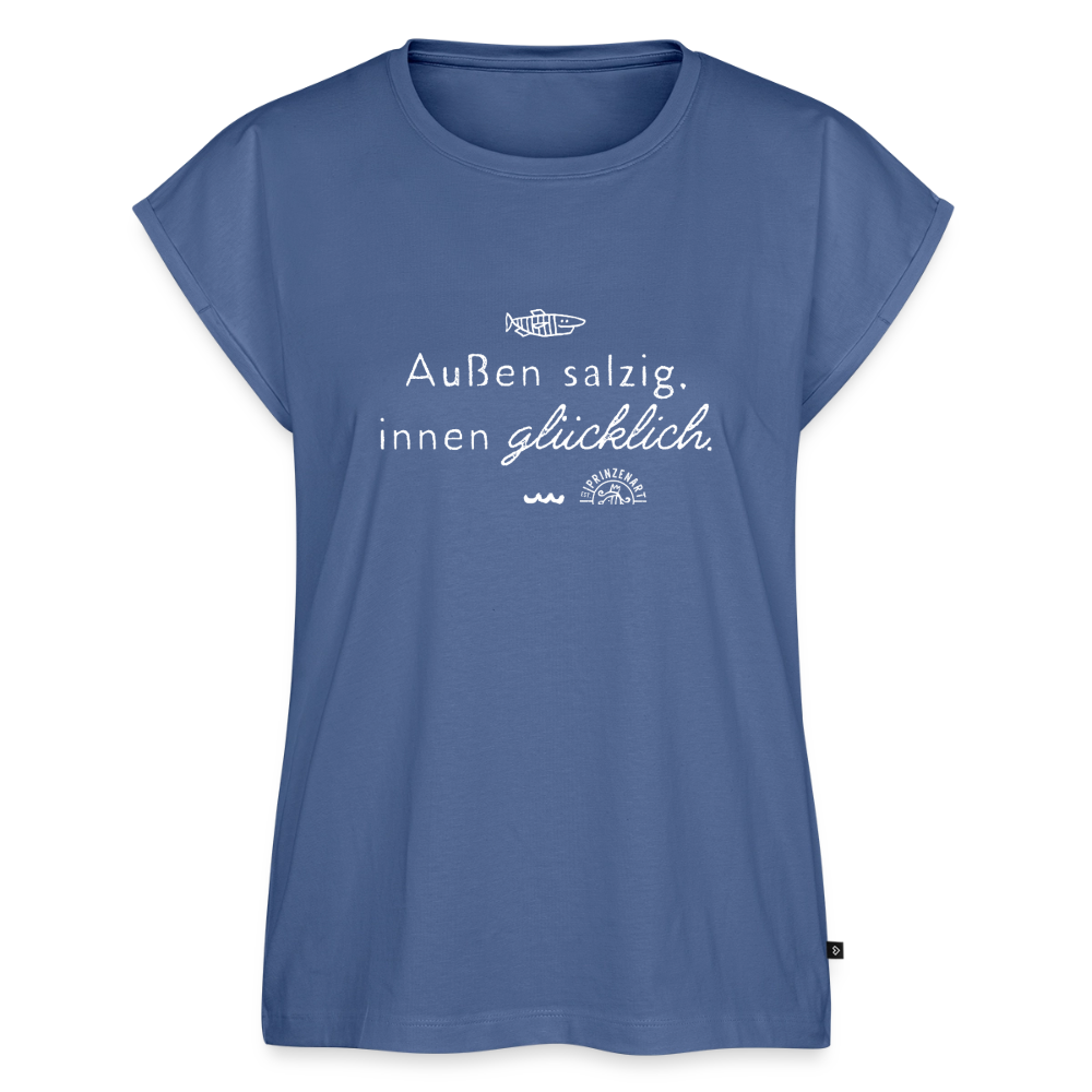 Außen salzig, innen glücklich – Maritimes Premium Frauen-T-Shirt - Taubenblau