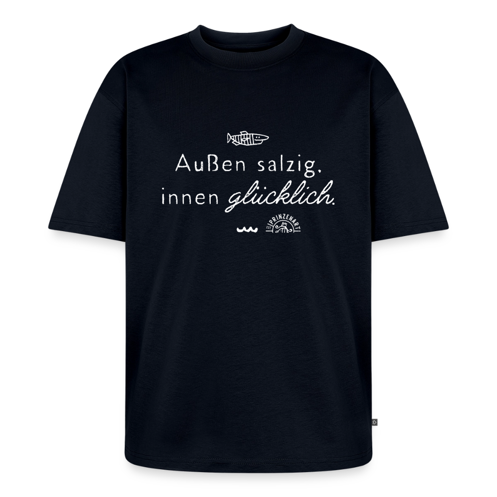 Außen salzig, innen glücklich – Maritimes Unisex Premium Oversized Bio T-Shirt - Navy