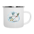 Peace Möwe – Maritime Emaille-Tasse mit Friedensbotschaft - Weiß