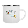 Chick on a Mission – Maritime Emaille-Tasse mit Friedenshuhn - Weiß