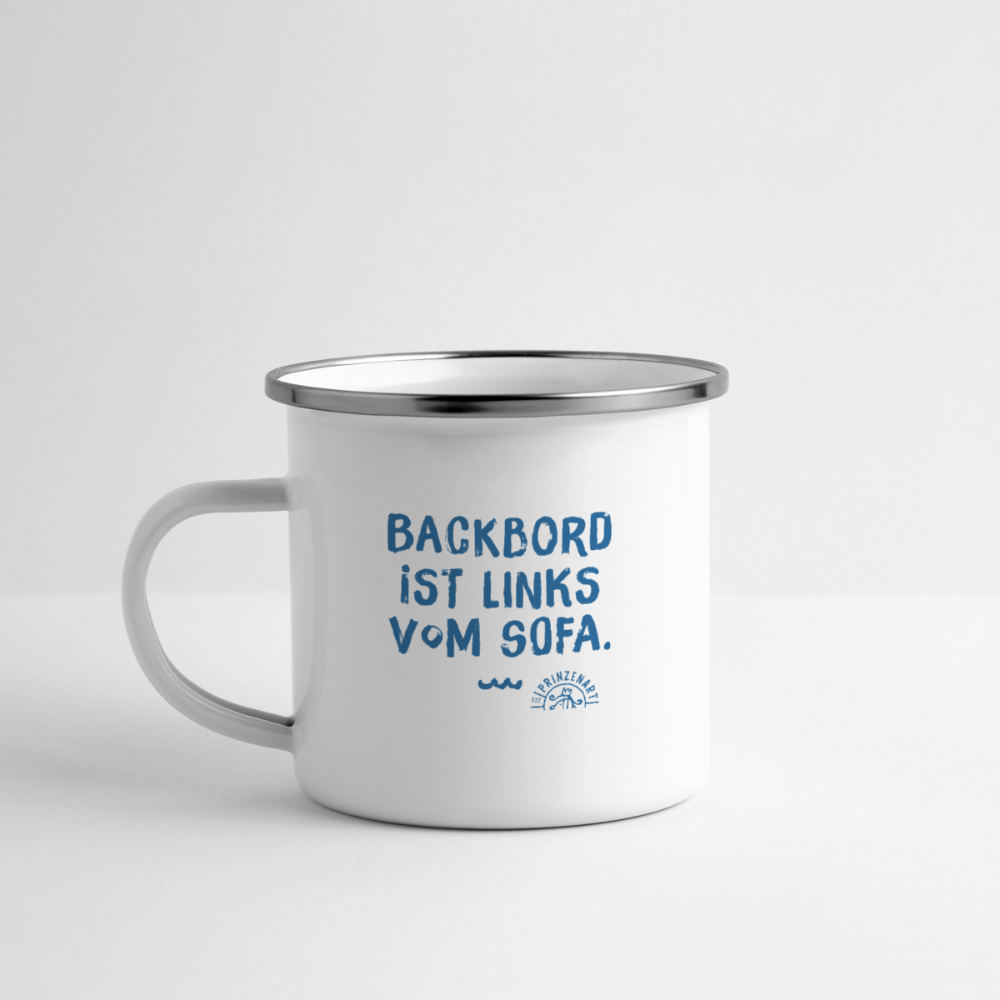 Backbord – Maritime Emaille-Tasse für Meerliebhaber - Weiß