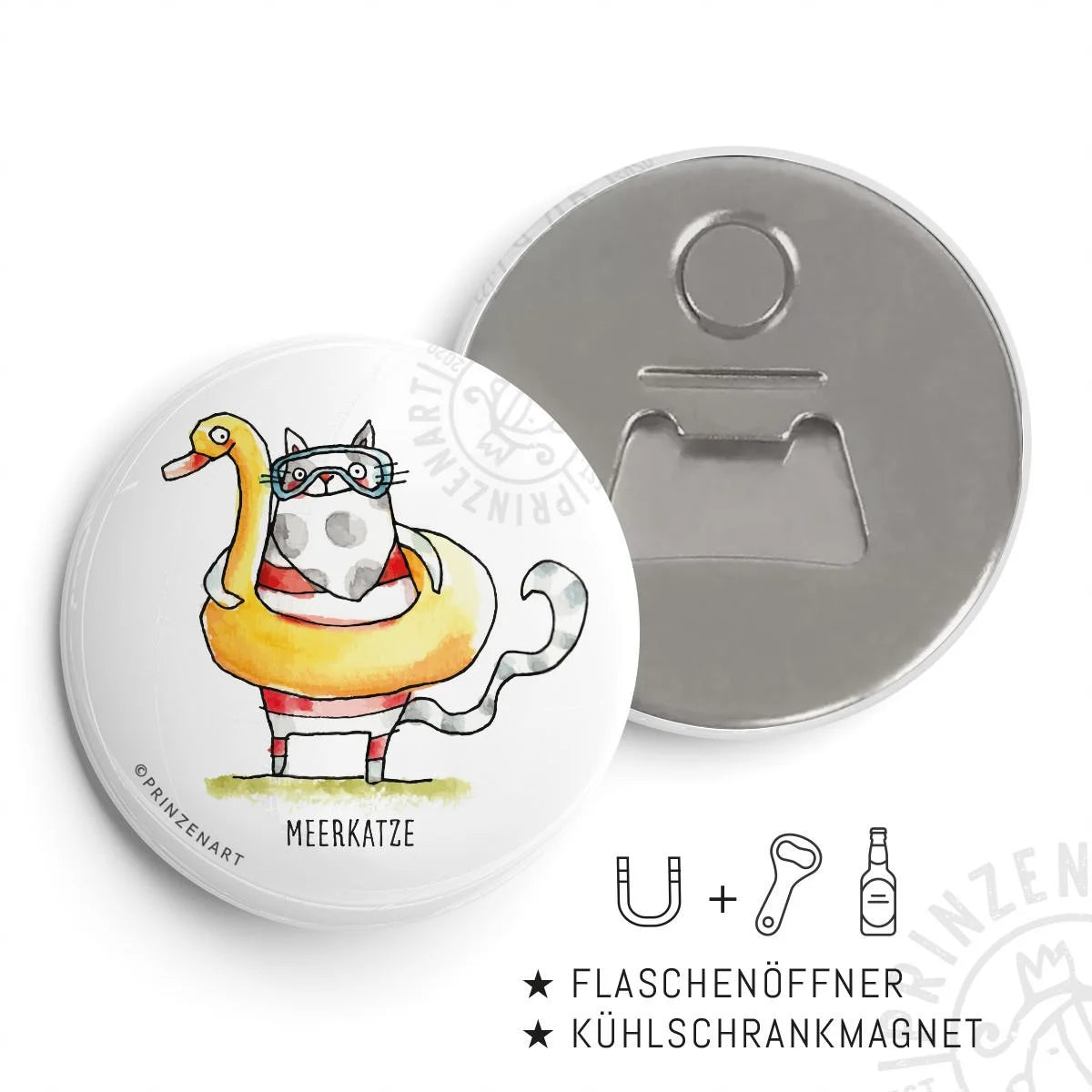 Pin-Serie Strandkatzen Flaschenöffner-Magnet | Prinzenart
