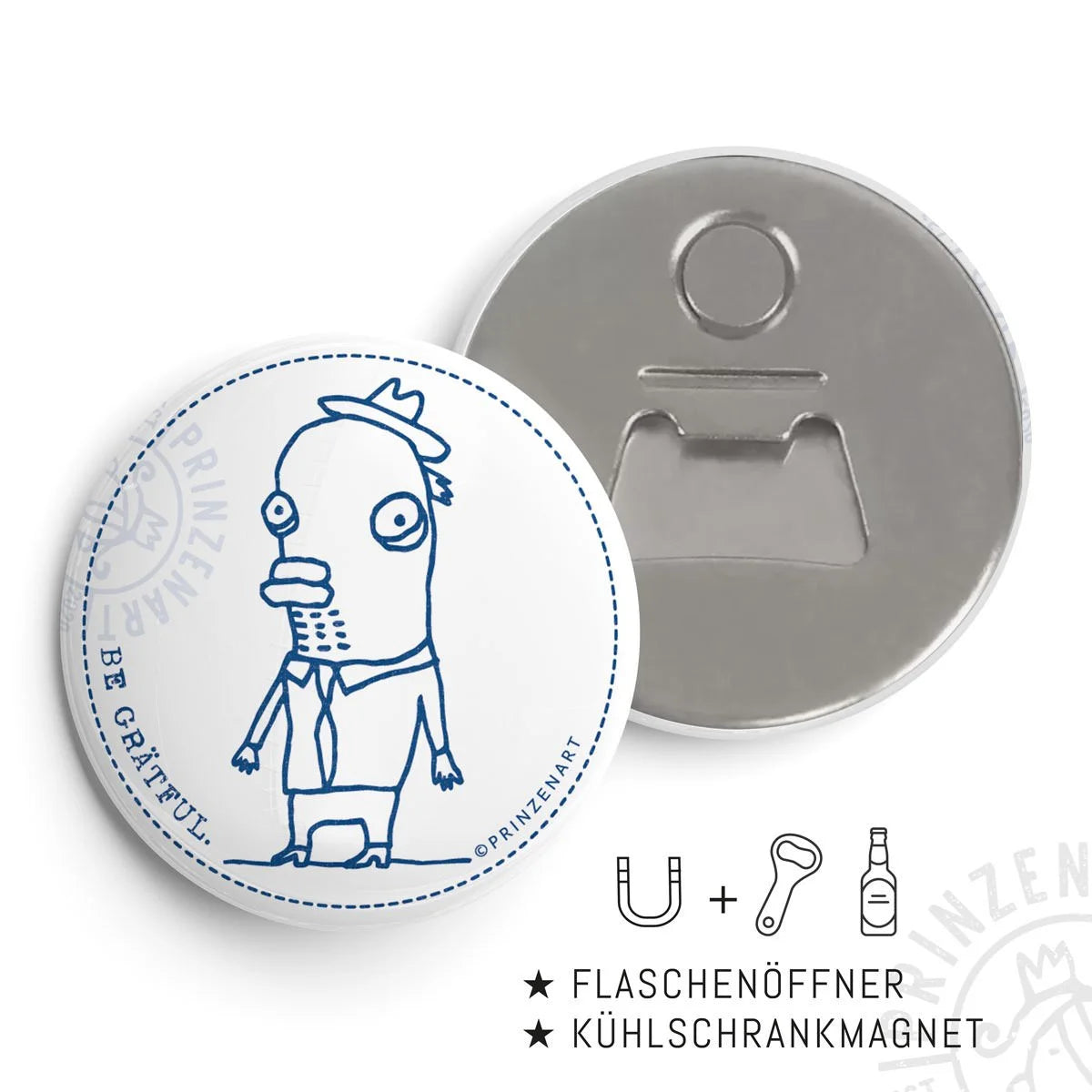 Flaschenöffner-Magnet Barsch Fischköppe | Prinzenart
