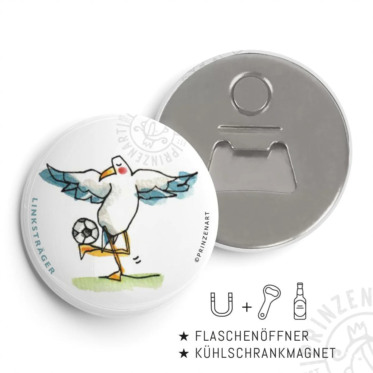 Pin-Serie Möwenkicker Flaschenöffner-Magnet | Prinzenart