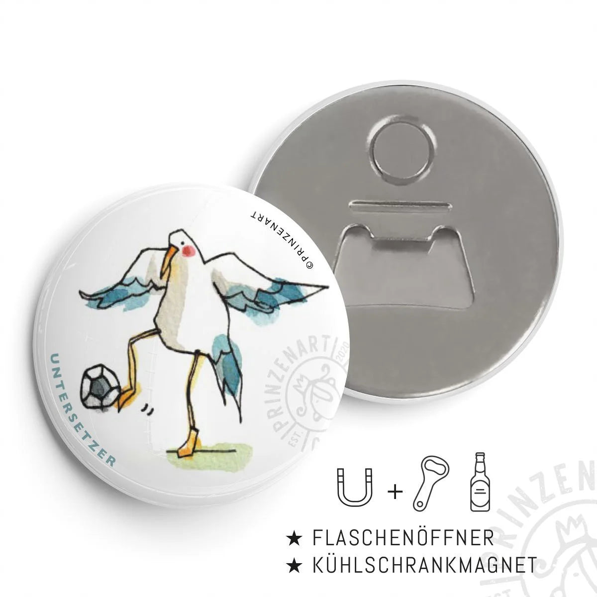 Pin-Serie Möwenkicker Flaschenöffner-Magnet | Prinzenart