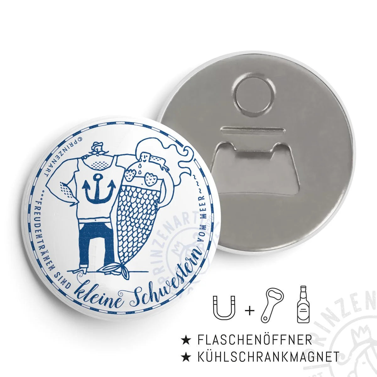 Flaschenöffner-Magnet Meerwesen Freudentränen, runder Kühlschrankmagnet | Prinzenart