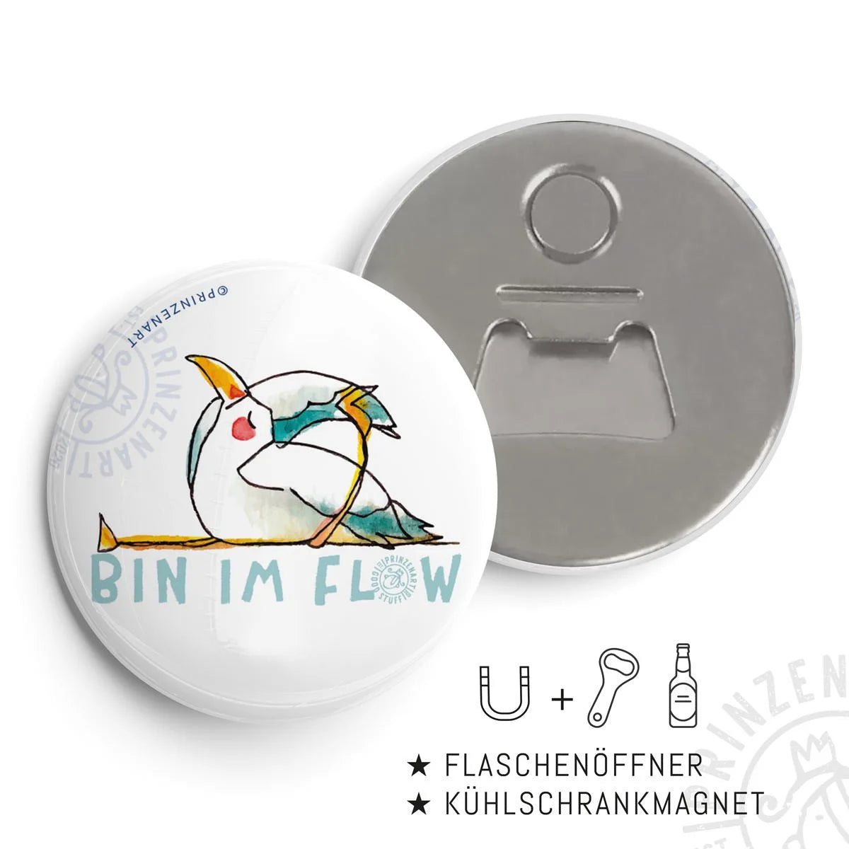 Pin-Serie Yogamöwen Flaschenöffner-Magnet | Prinzenart