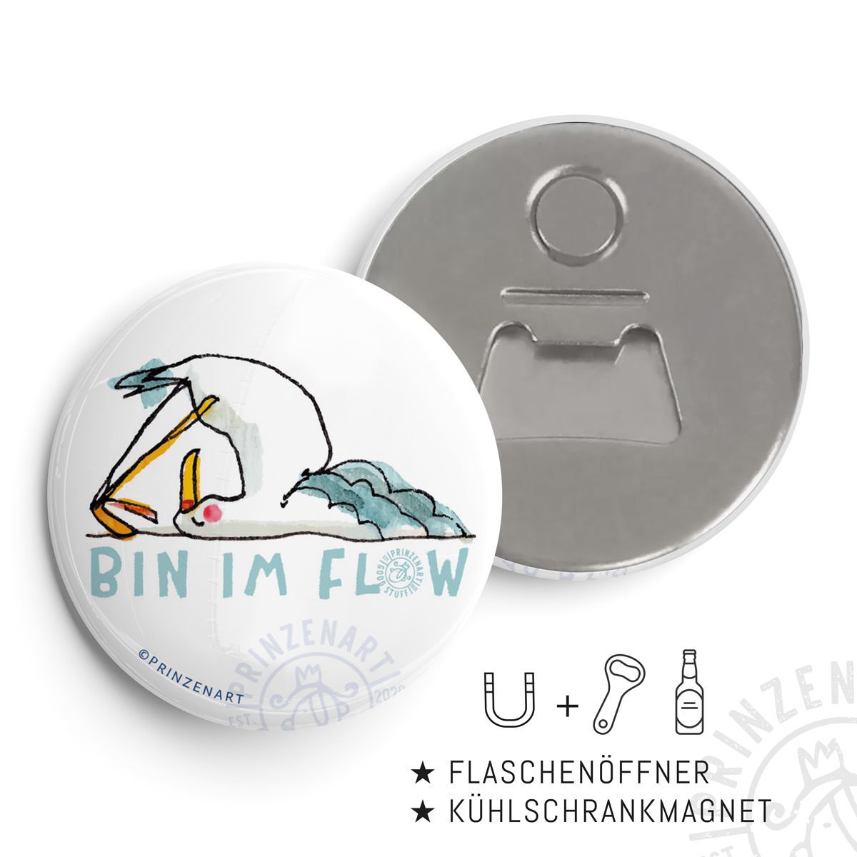Pin-Serie Yogamöwen Flaschenöffner-Magnet | Prinzenart