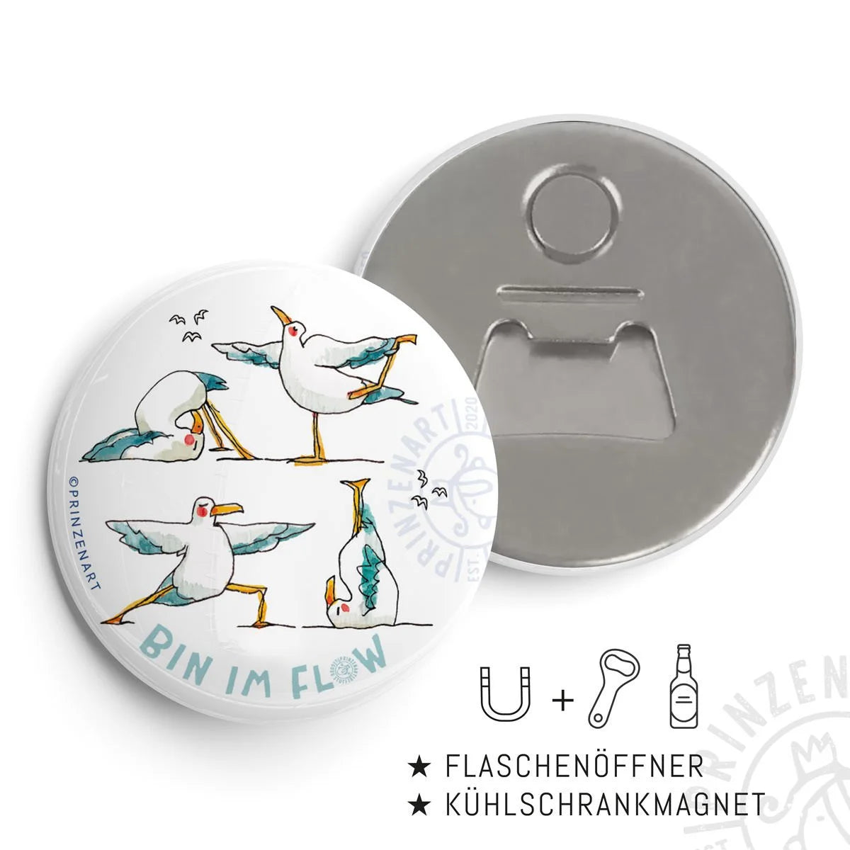 Pin-Serie Yogamöwen Flaschenöffner-Magnet | Prinzenart