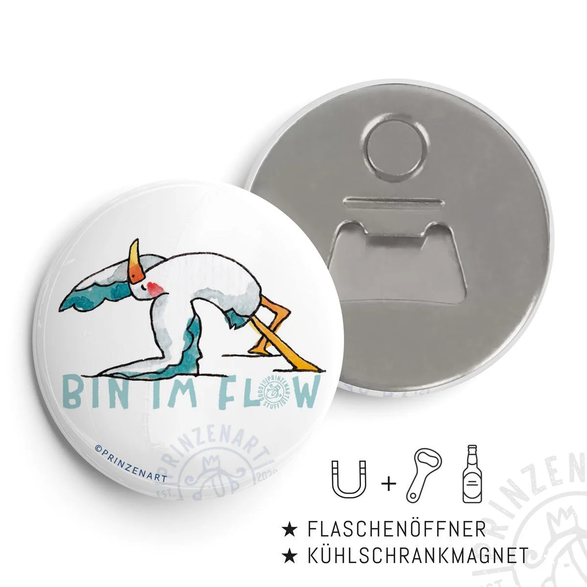Pin-Serie Yogamöwen Flaschenöffner-Magnet | Prinzenart