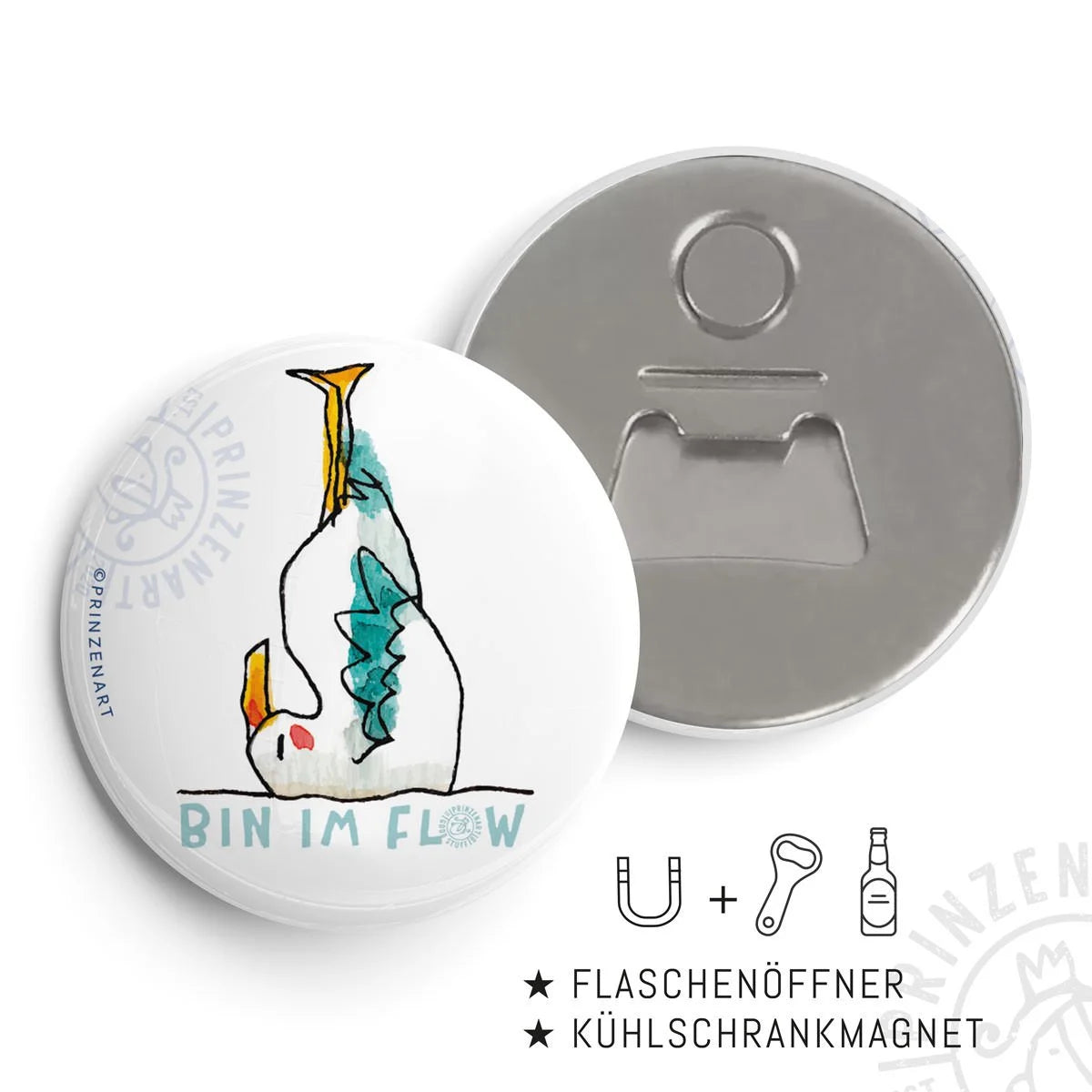 Pin-Serie Yogamöwen Flaschenöffner-Magnet | Prinzenart