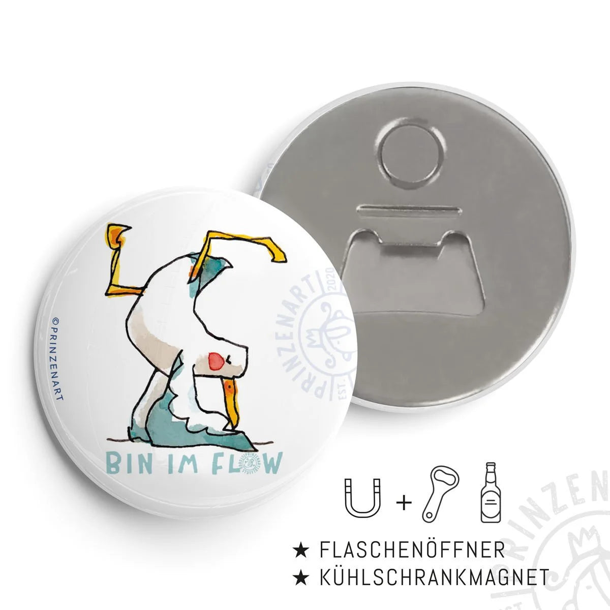Pin-Serie Yogamöwen Flaschenöffner-Magnet | Prinzenart