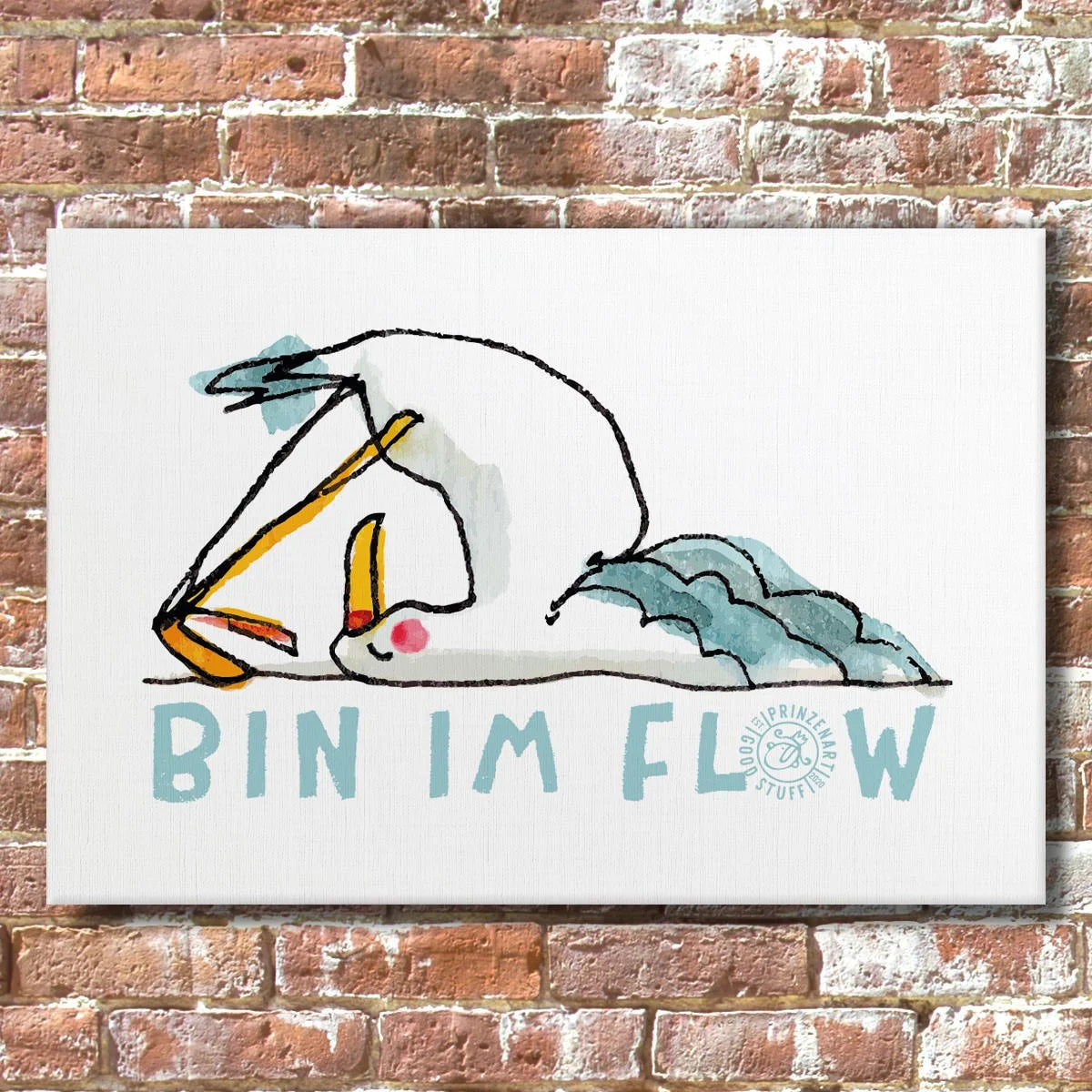 Leinwand Moewe in Pflug-Yoga-Pose, Yogamoewen Aquarell-Illustration | Prinzenart